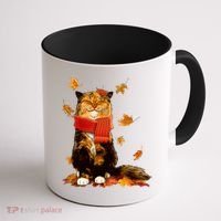 Cute Happy Autumn Cat Fall Season Lover Coffee Mug thumb 1