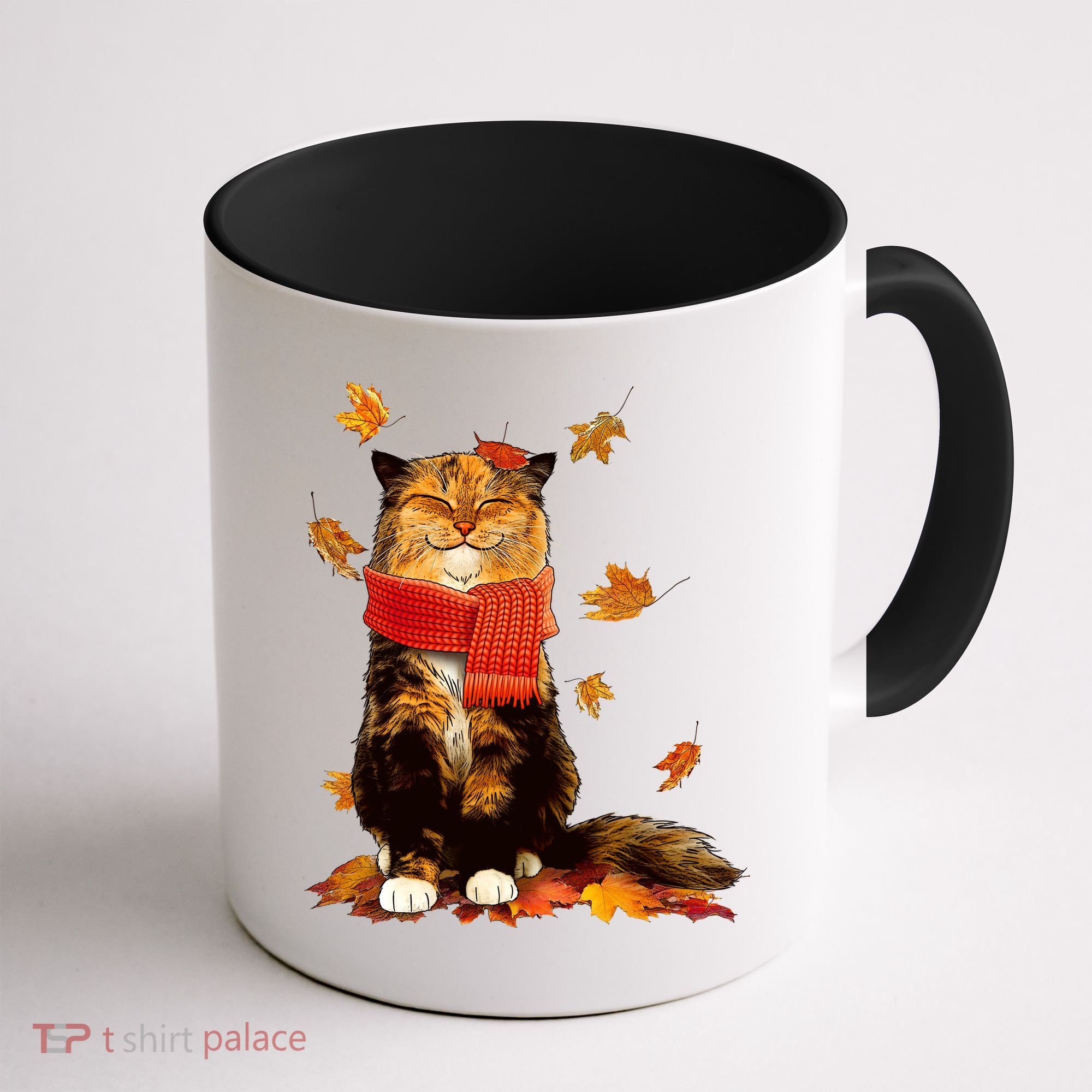 Cute Happy Autumn Cat Fall Season Lover Coffee Mug