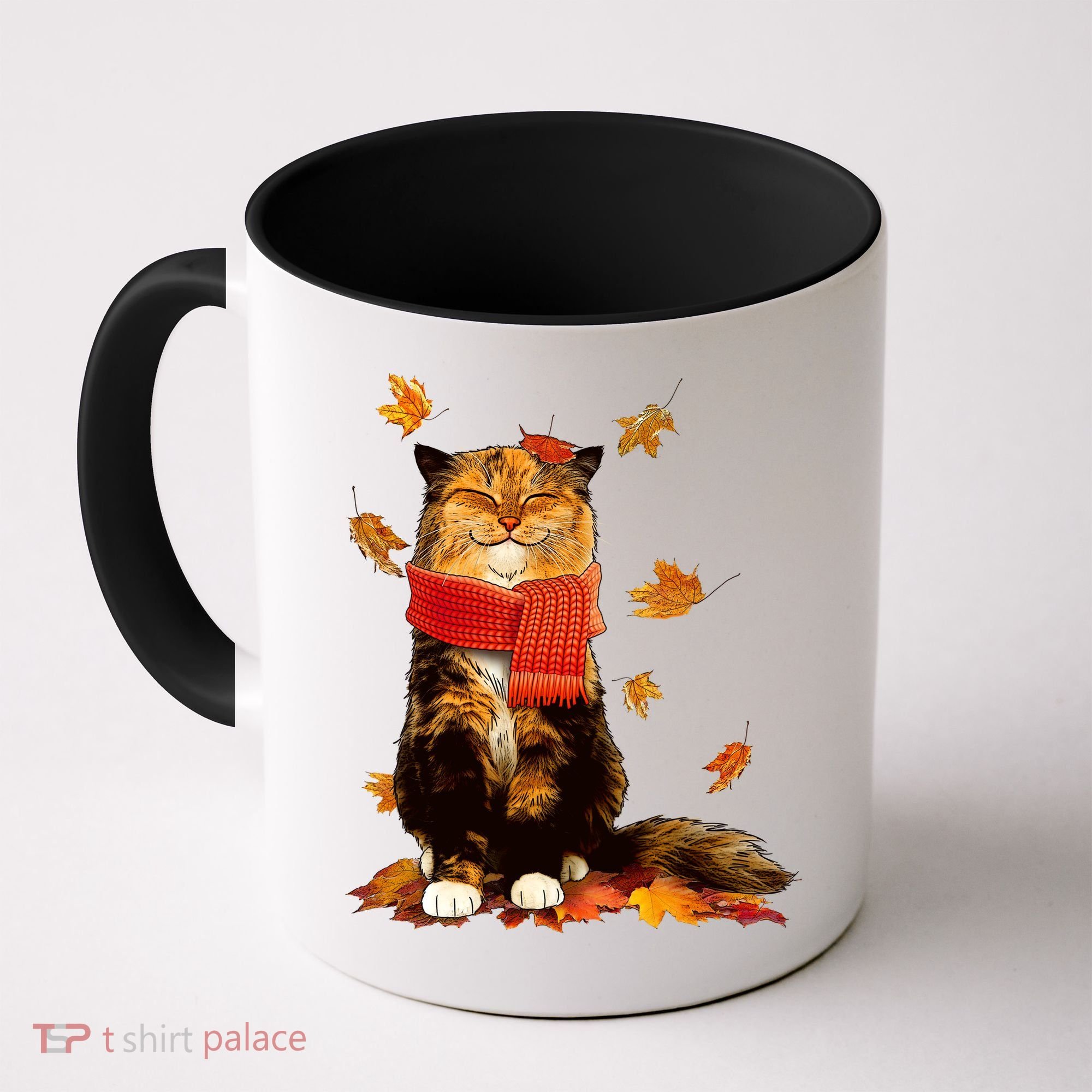 Cute Happy Autumn Cat Fall Season Lover Coffee Mug