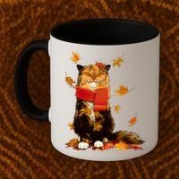 Cute Happy Autumn Cat Fall Season Lover Coffee Mug thumb 2