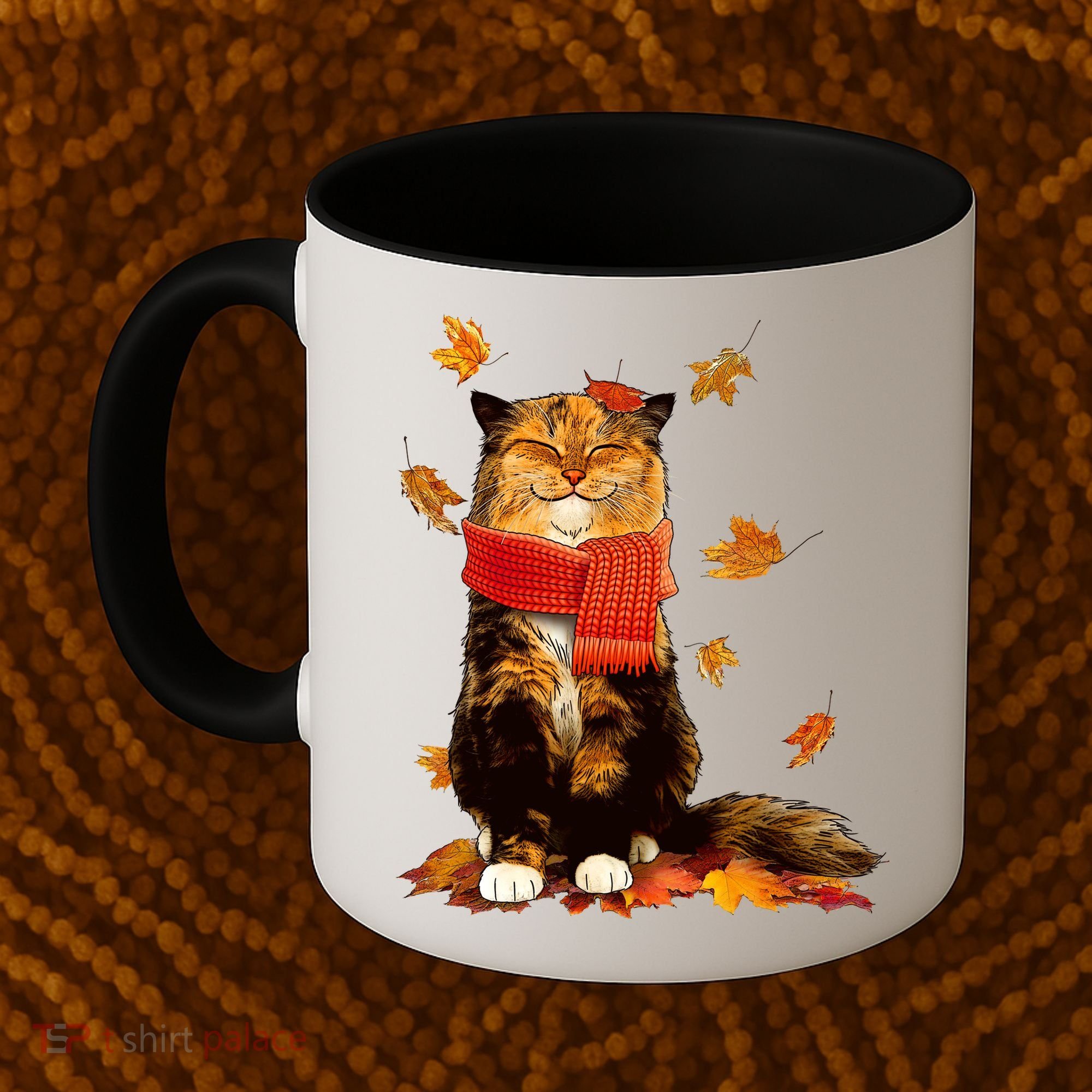 Cute Happy Autumn Cat Fall Season Lover Coffee Mug