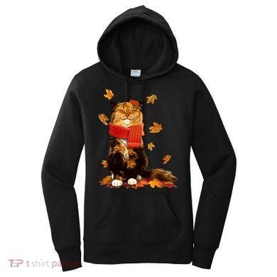 Cute Happy Autumn Cat Fall Season Lover Women's Hoodie