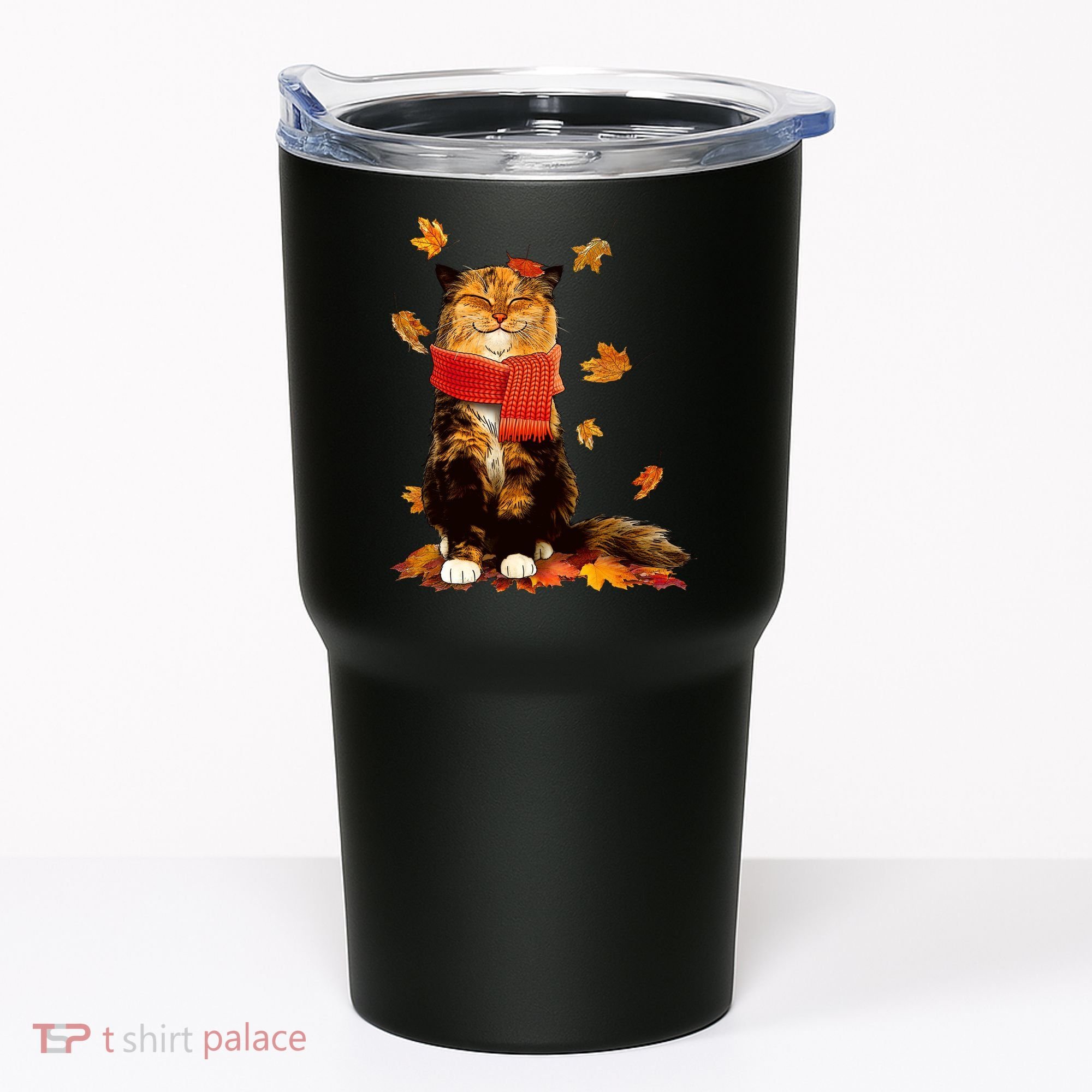 Cute Happy Autumn Cat Fall Season Lover Tumbler