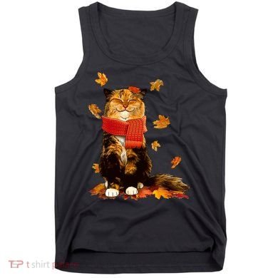 Cute Happy Autumn Cat Fall Season Lover Tank Top