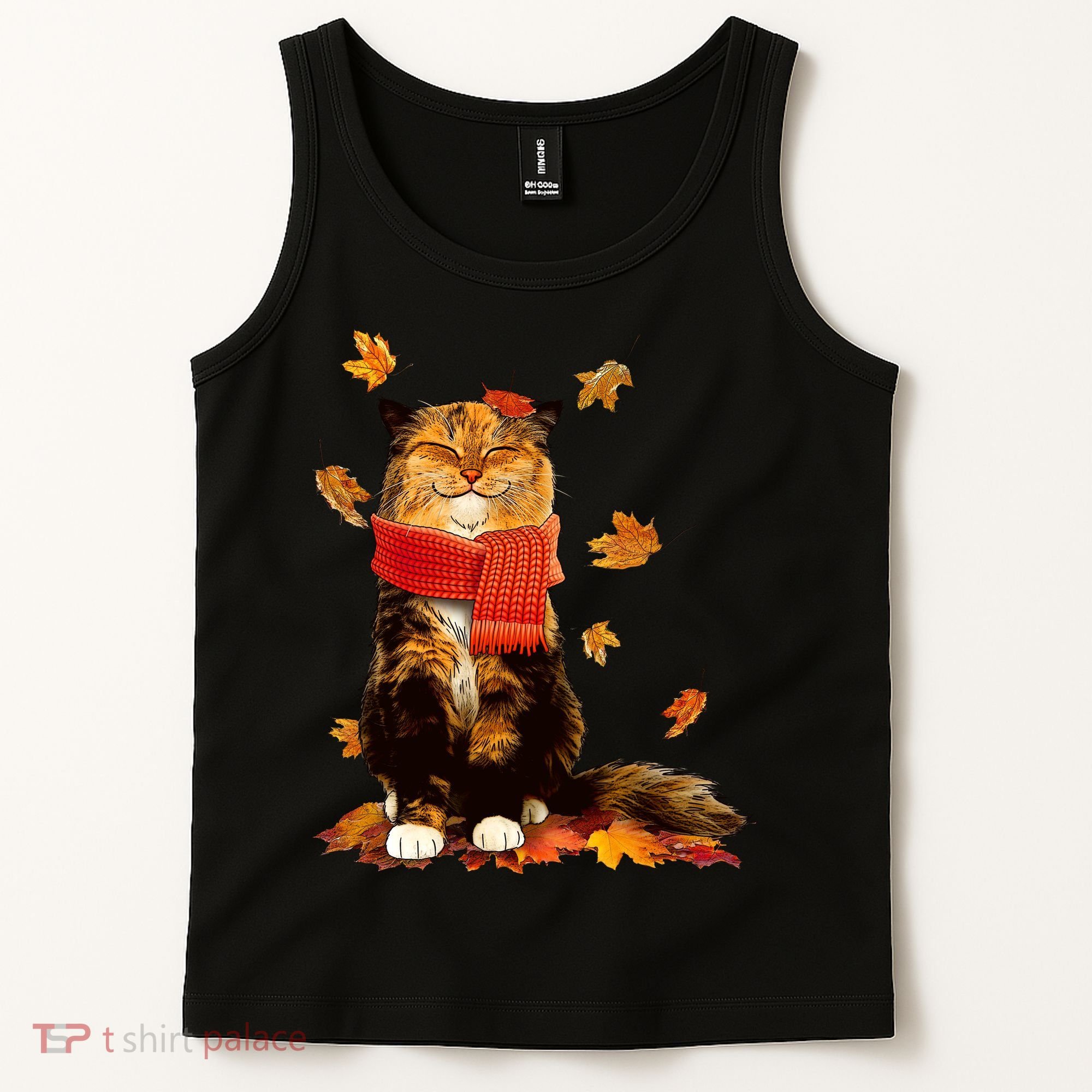 Cute Happy Autumn Cat Fall Season Lover Tank Top