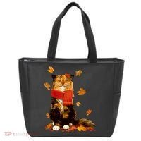 Cute Happy Autumn Cat Fall Season Lover Tote Bag thumb 0