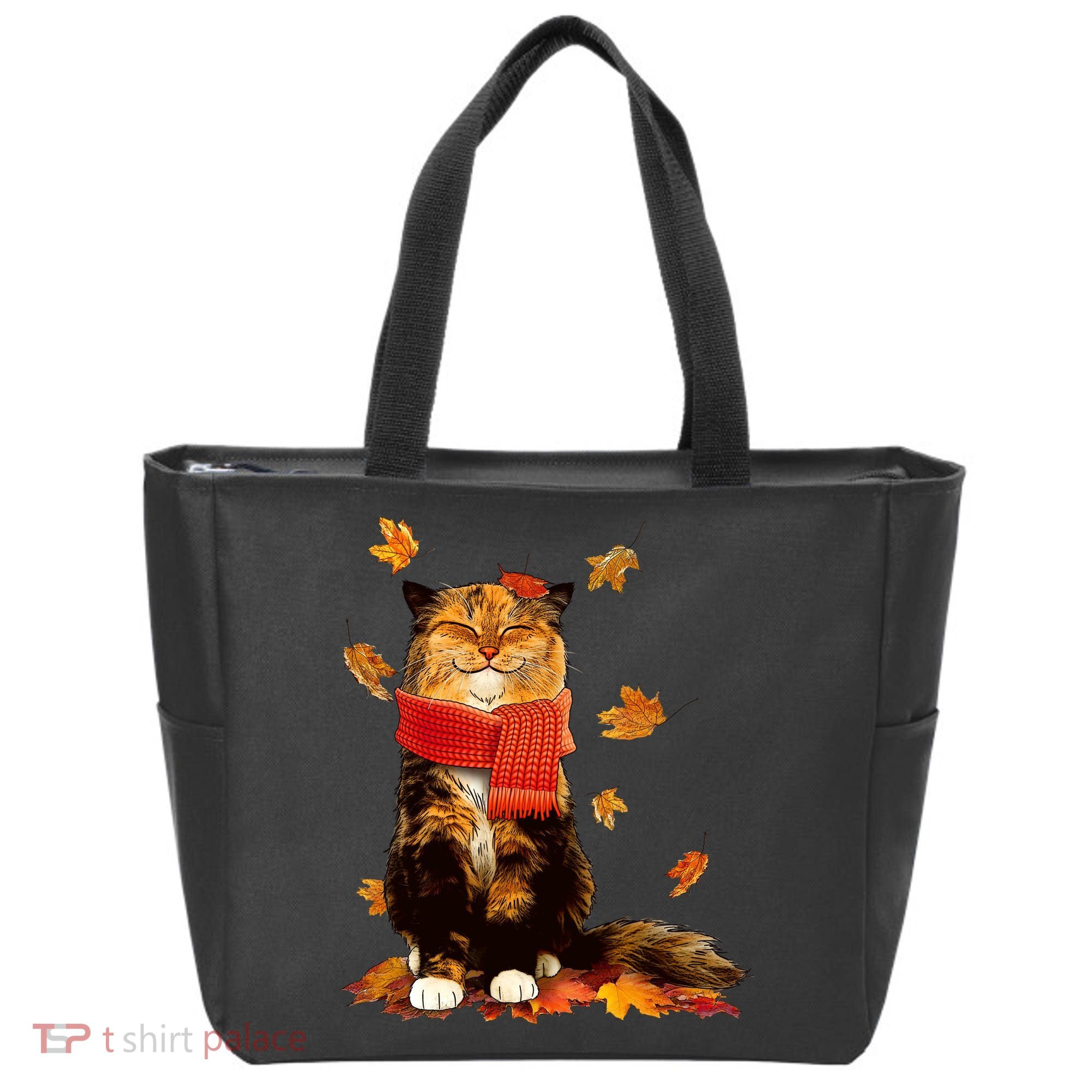 Cute Happy Autumn Cat Fall Season Lover Tote Bag