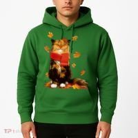 Cute Happy Autumn Cat Fall Season Lover Hoodie thumb 2
