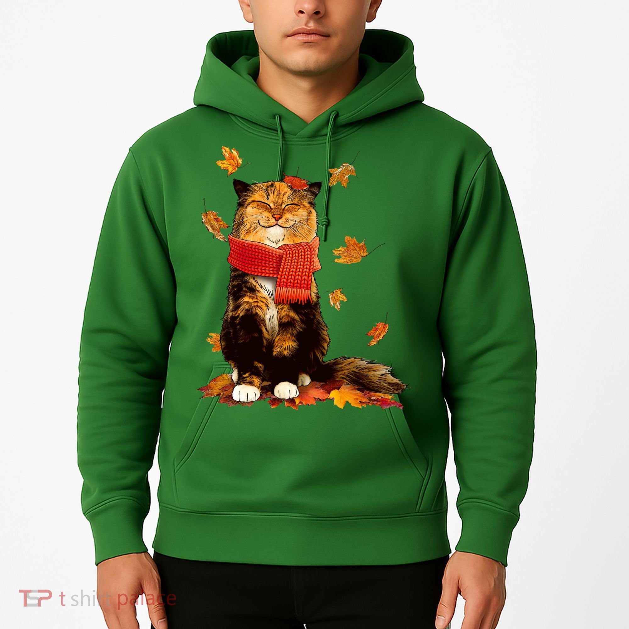 Cute Happy Autumn Cat Fall Season Lover Hoodie