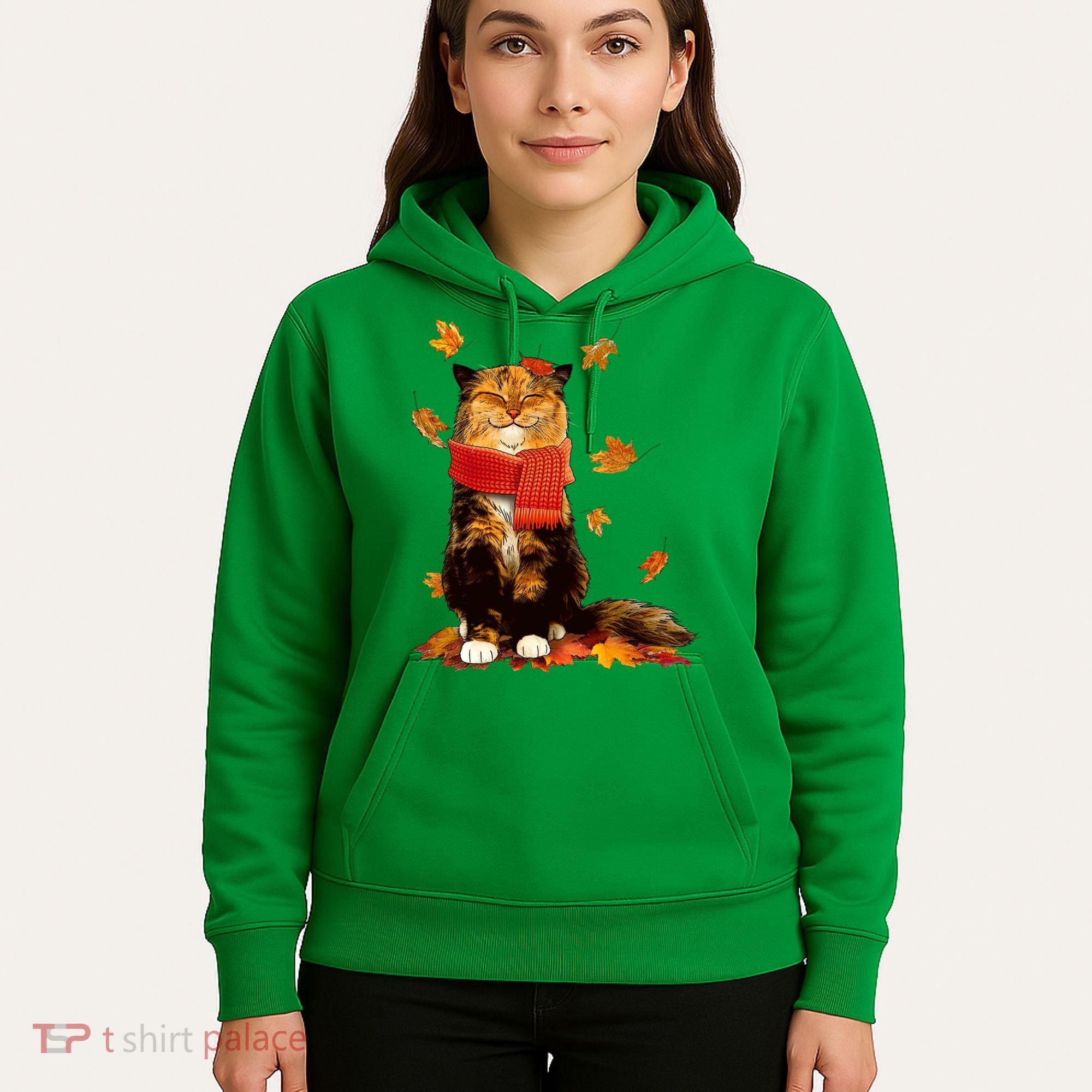 Cute Happy Autumn Cat Fall Season Lover Hoodie