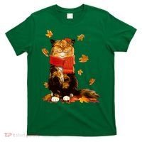 Cute Happy Autumn Cat Fall Season Lover T-Shirt thumb 0