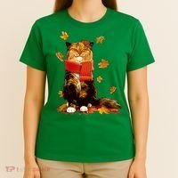 Cute Happy Autumn Cat Fall Season Lover T-Shirt thumb 4