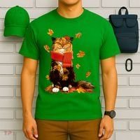 Cute Happy Autumn Cat Fall Season Lover T-Shirt thumb 6