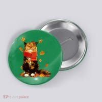 Cute Happy Autumn Cat Fall Season Lover Button thumb 0