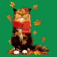 Cute Happy Autumn Cat Fall Season Lover Coaster thumb 2