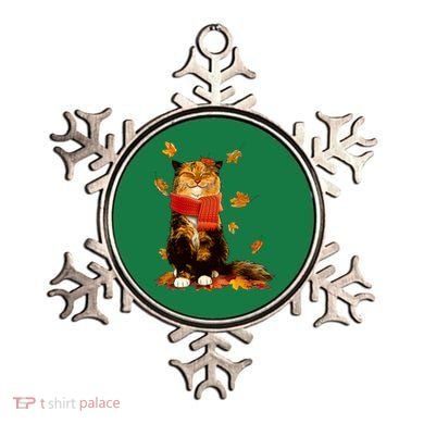 Cute Happy Autumn Cat Fall Season Lover Ornament