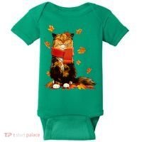 Cute Happy Autumn Cat Fall Season Lover Baby Bodysuit thumb 0