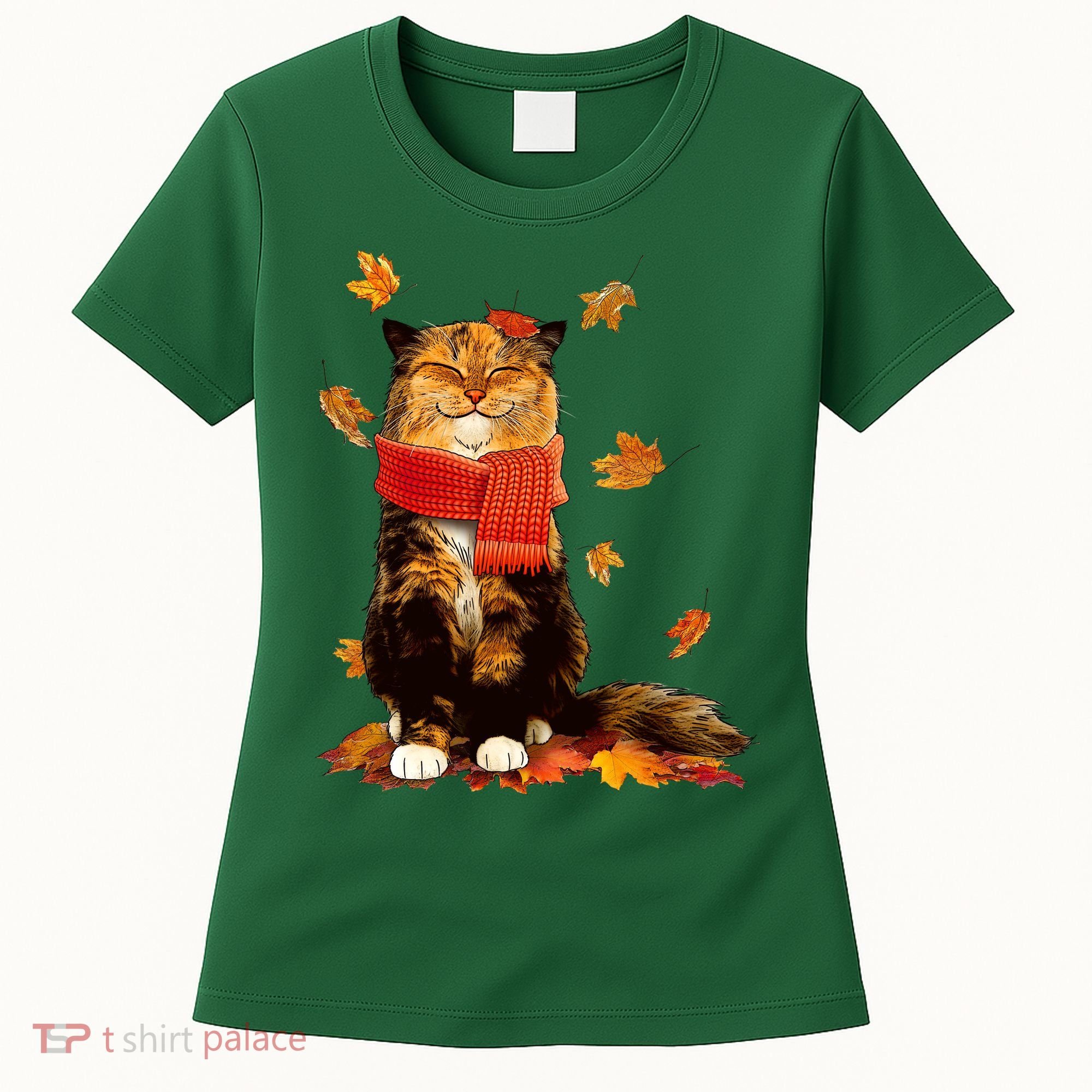 Cute Happy Autumn Cat Fall Season Lover Women's T-Shirt