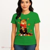 Cute Happy Autumn Cat Fall Season Lover Women's T-Shirt thumb 4
