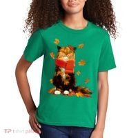 Cute Happy Autumn Cat Fall Season Lover Kids T-Shirt thumb 2