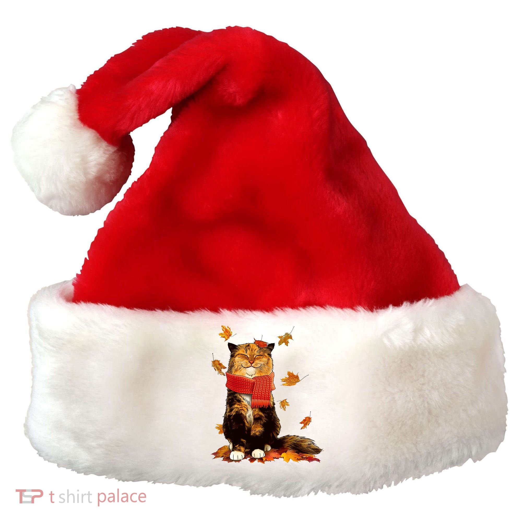 Cute Happy Autumn Cat Fall Season Lover Santa Hat