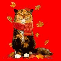 Cute Happy Autumn Cat Fall Season Lover Santa Hat thumb 1