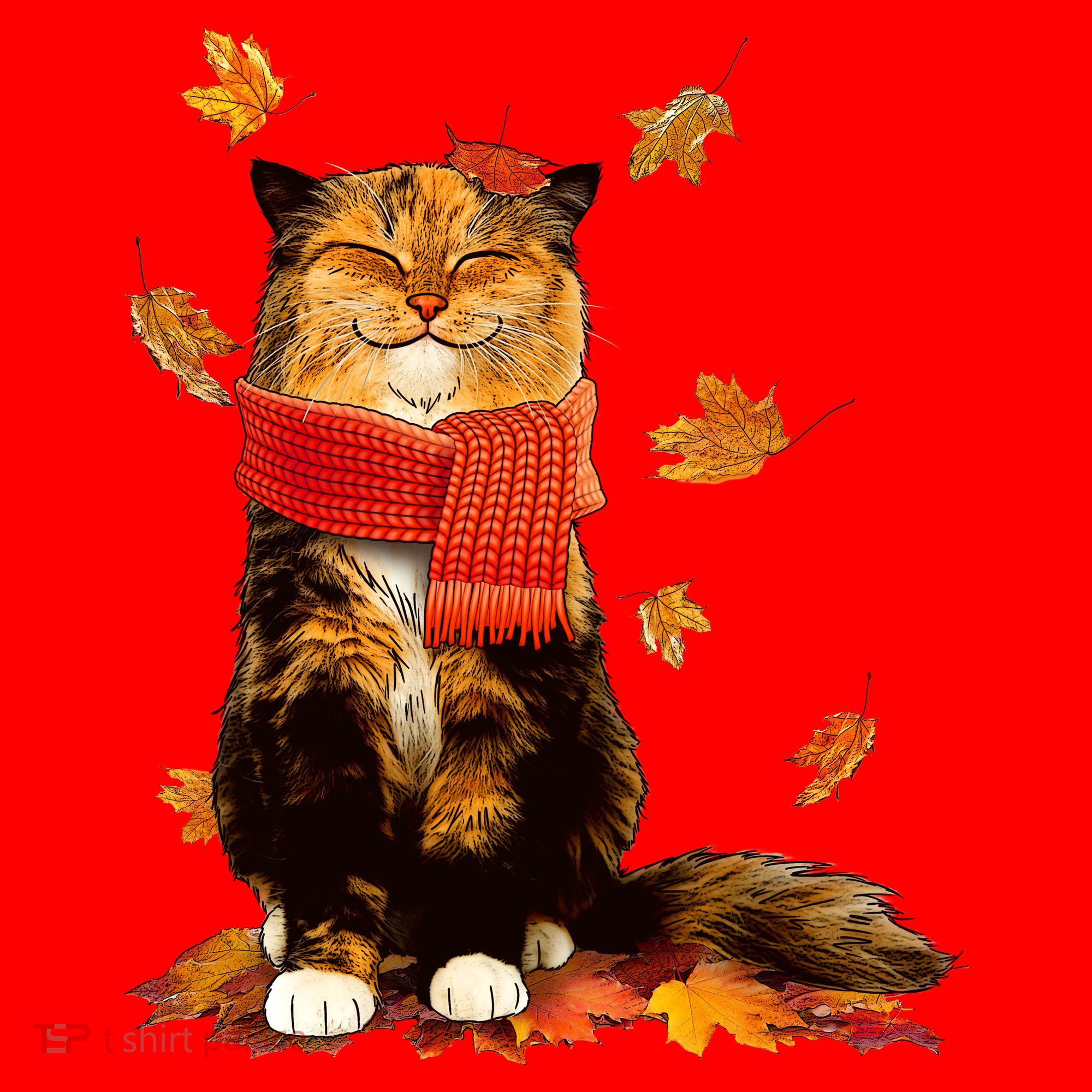 Cute Happy Autumn Cat Fall Season Lover Santa Hat