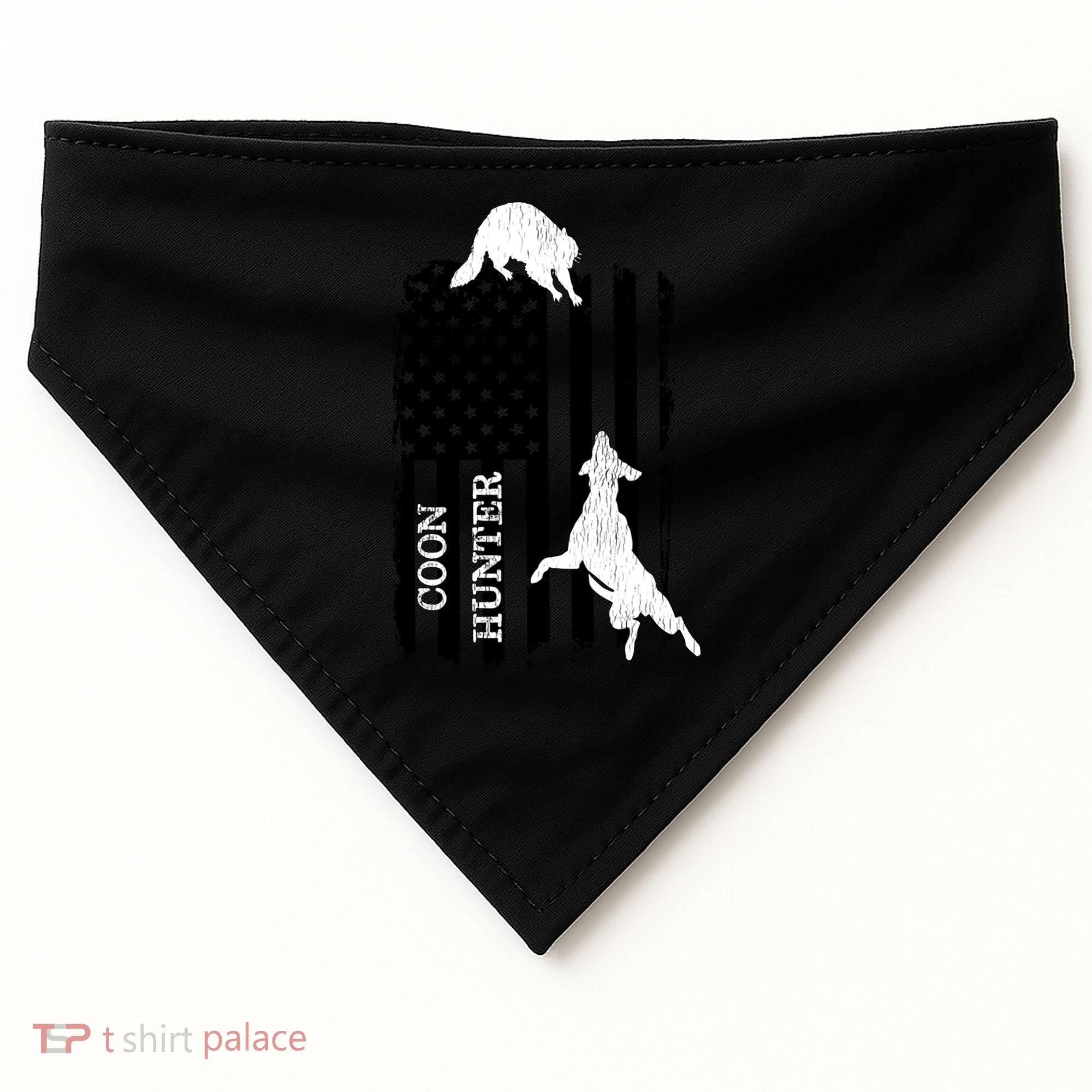 Coon Hunting American Flag Dog USA-Made Doggie Bandana