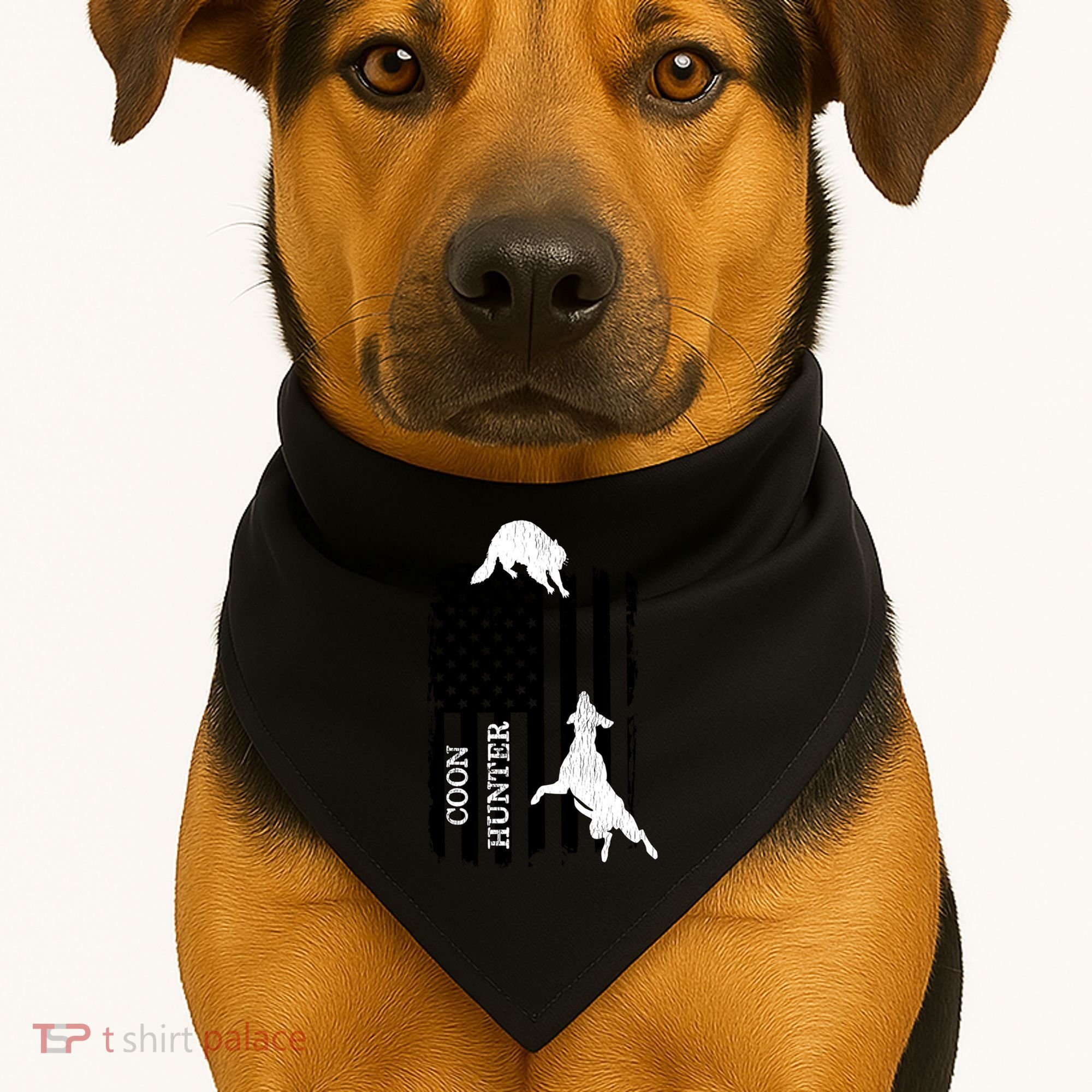 Coon Hunting American Flag Dog USA-Made Doggie Bandana