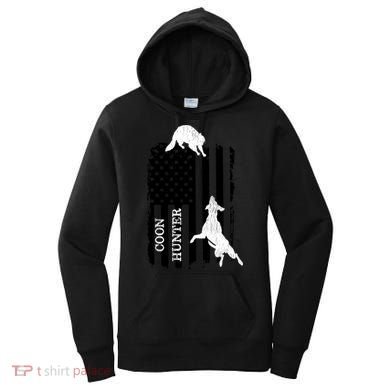 Coon Hunting American Flag Dog Women's Hoodie