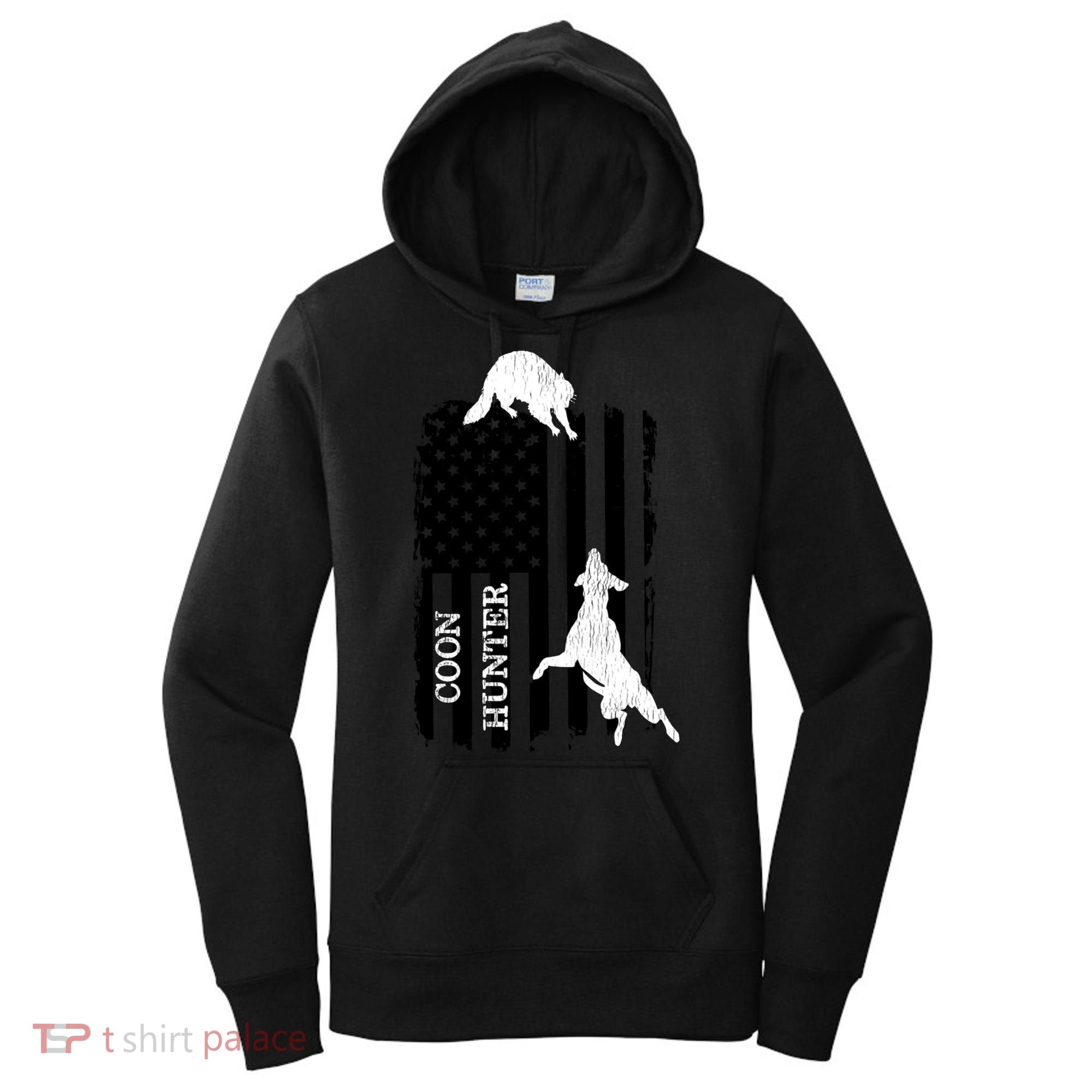 Coon Hunting American Flag Dog Women's Hoodie