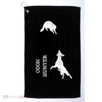 Coon Hunting American Flag Dog Golf Towel thumb 0