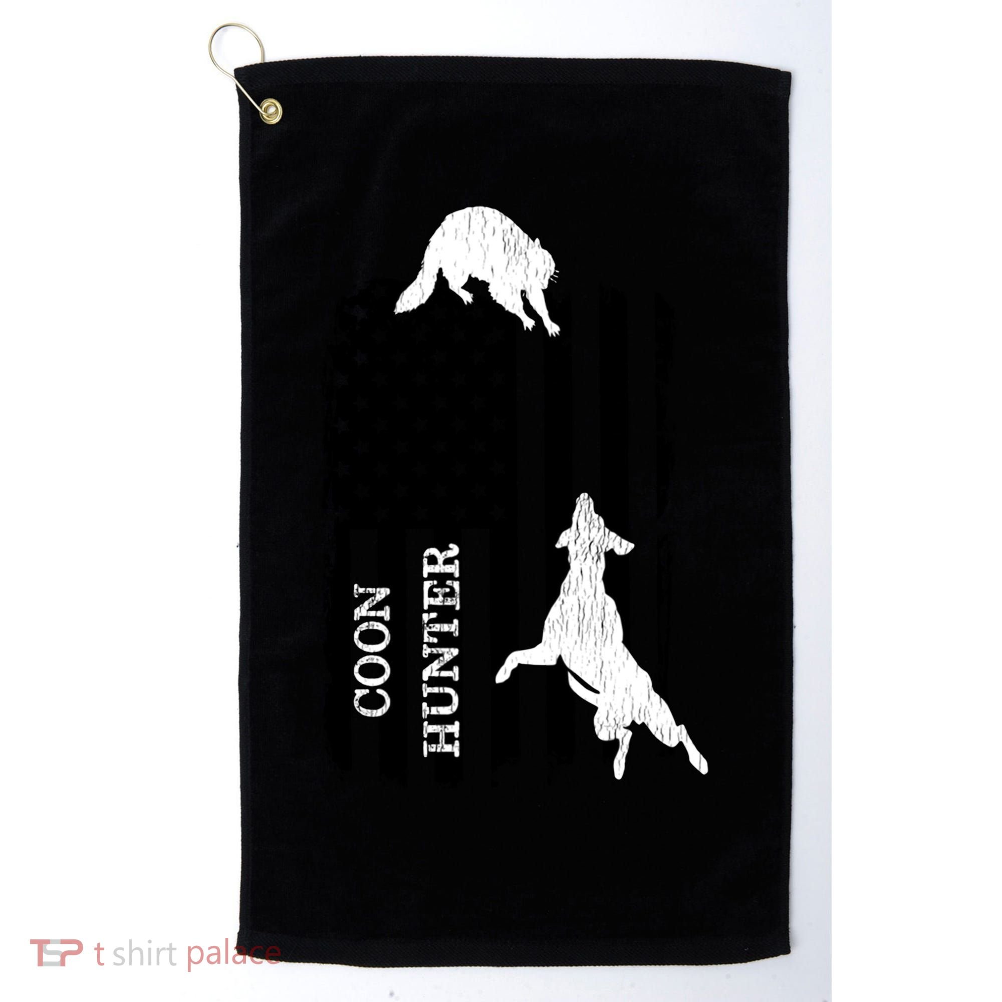 Coon Hunting American Flag Dog Golf Towel
