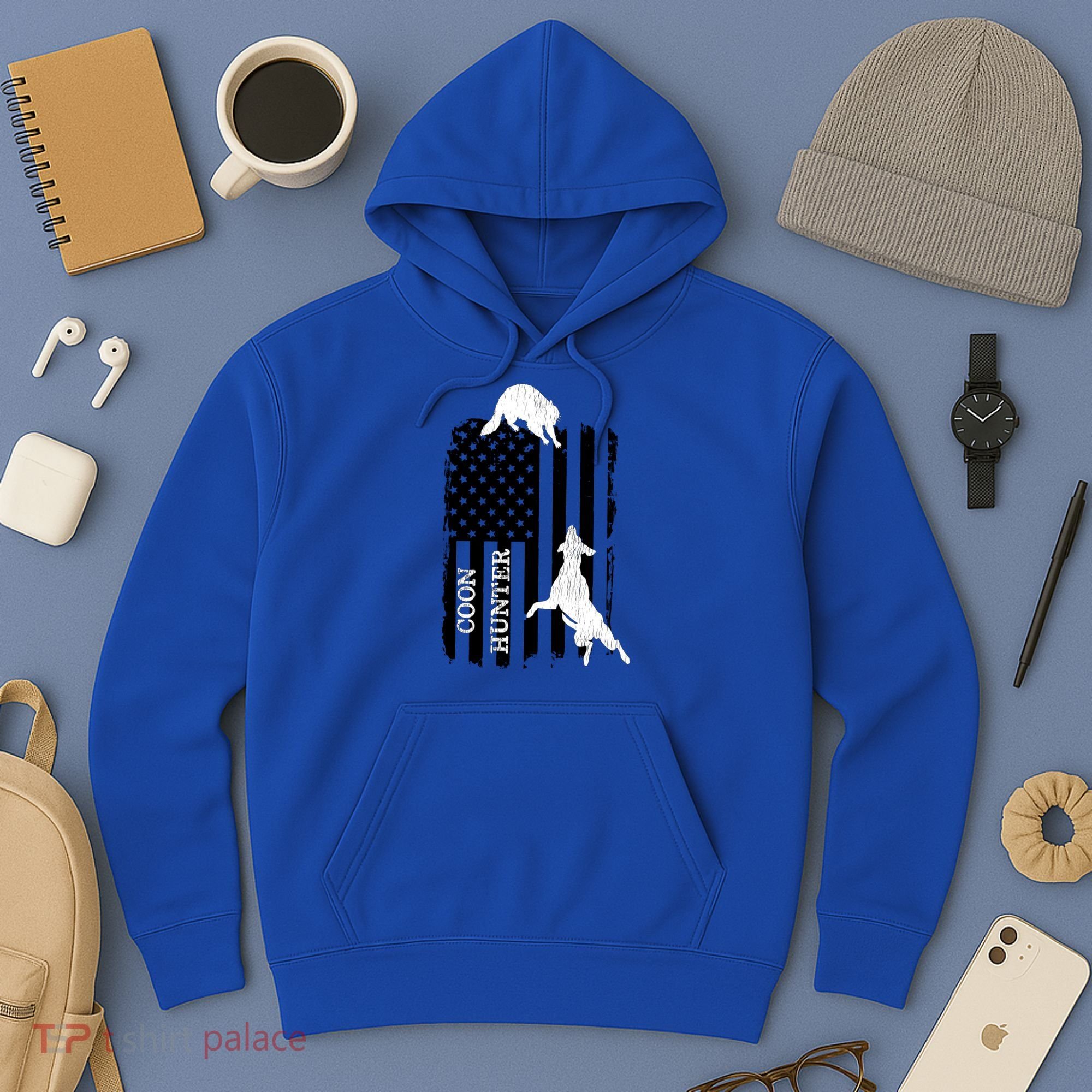 Coon Hunting American Flag Dog Hoodie