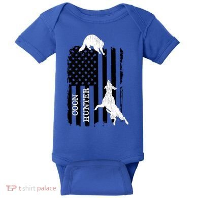 Coon Hunting American Flag Dog Baby Bodysuit