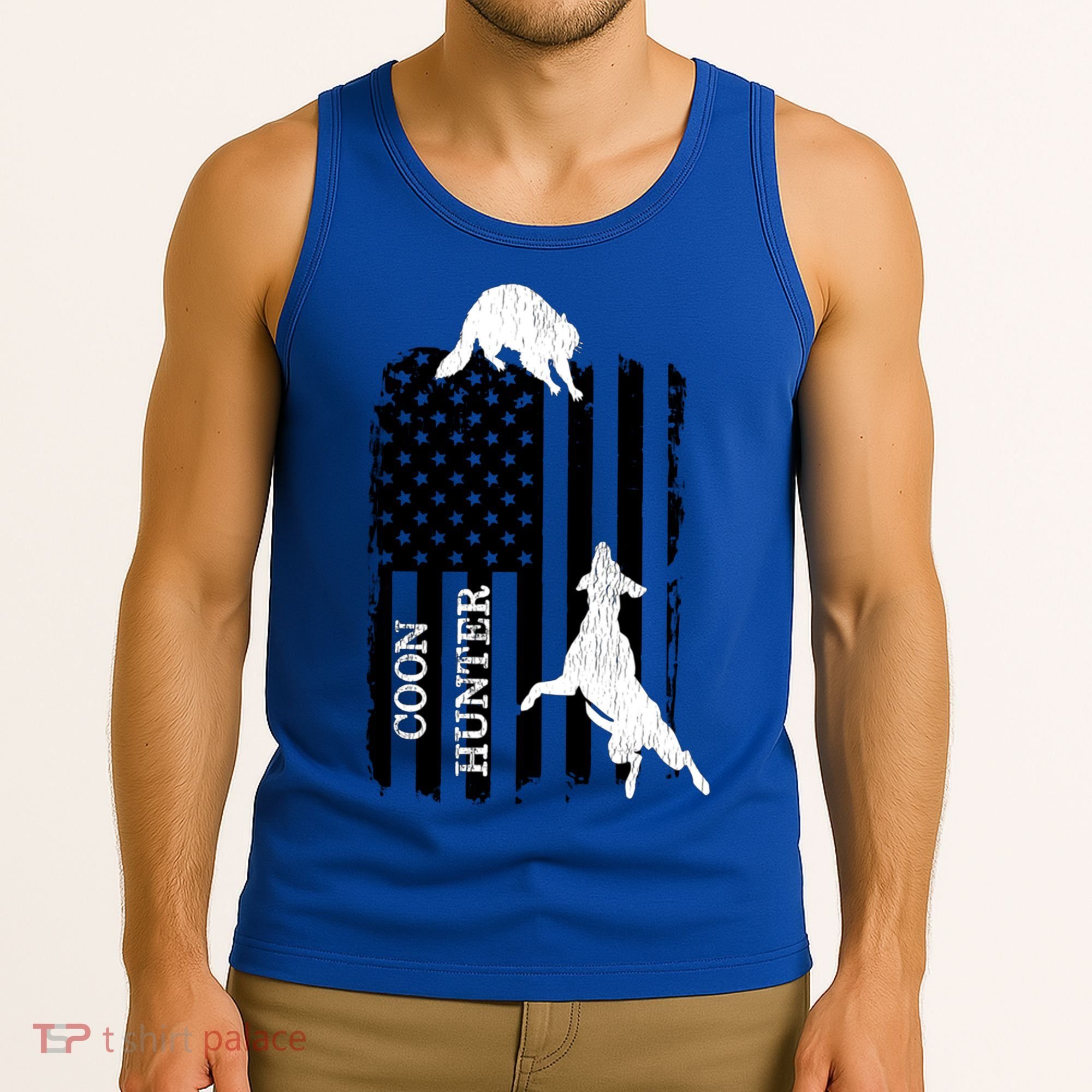 Coon Hunting American Flag Dog Tank Top