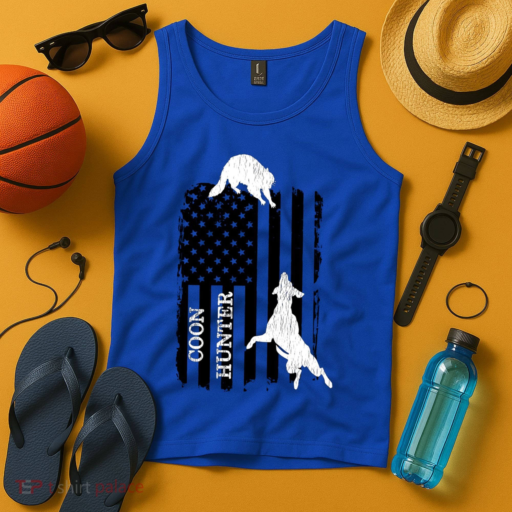 Coon Hunting American Flag Dog Tank Top