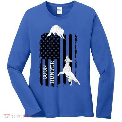 Coon Hunting American Flag Dog Women's Long Sleeve Shirt