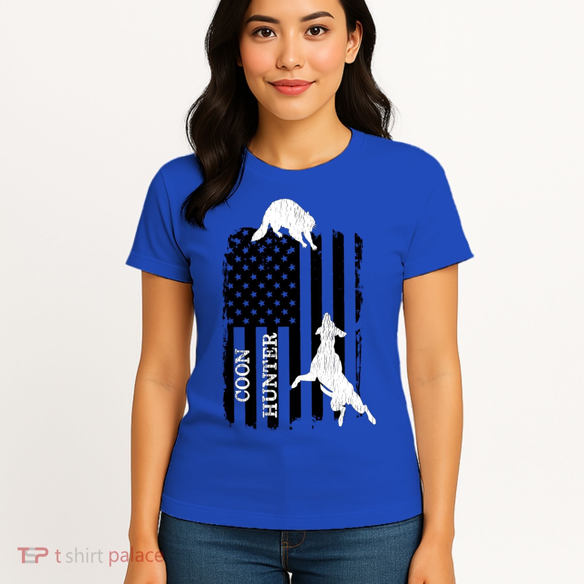 Coon Hunting American Flag Dog Women's T-Shirt