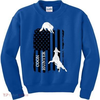 Coon Hunting American Flag Dog Kids Sweatshirt