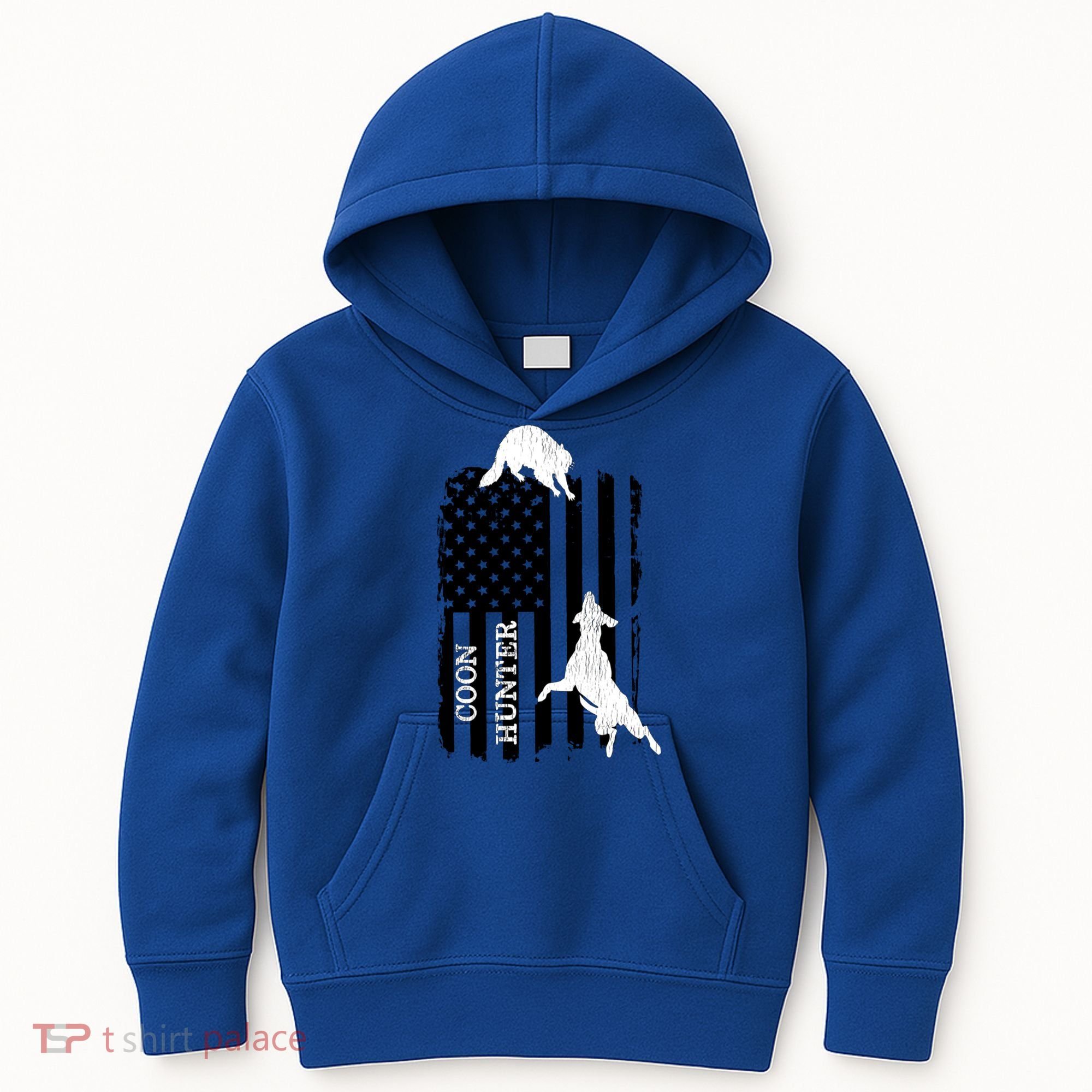 Coon Hunting American Flag Dog Kids Hoodie