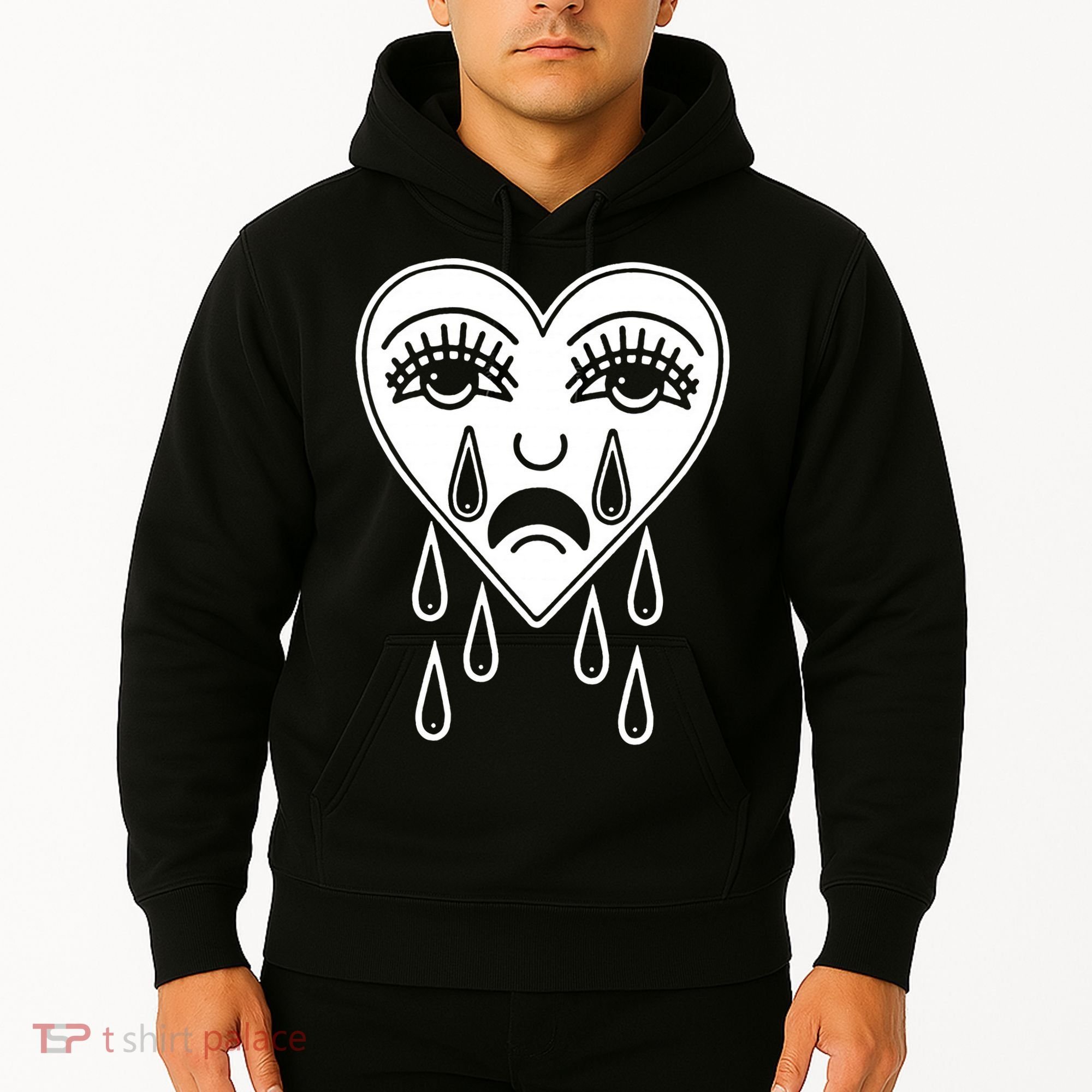 Crying Heart American Traditional Tattoo Old School Flash Hoodie