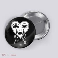 Crying Heart American Traditional Tattoo Old School Flash Button thumb 0