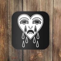Crying Heart American Traditional Tattoo Old School Flash Coaster thumb 0