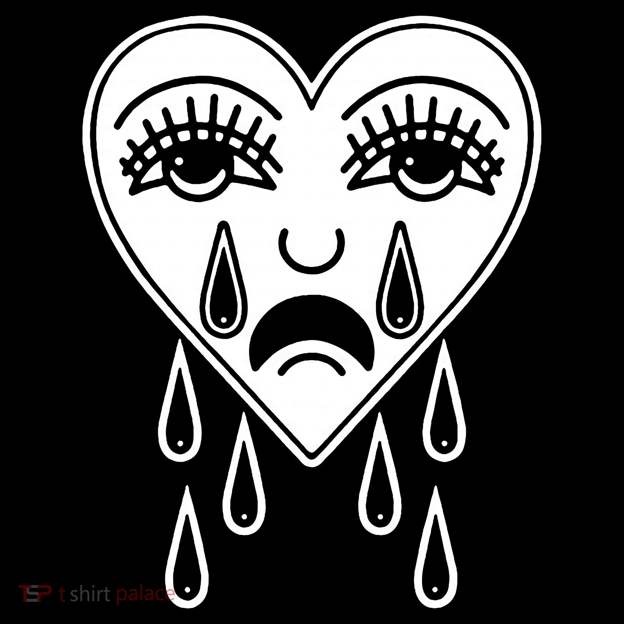 Crying Heart American Traditional Tattoo Old School Flash Women's Hoodie