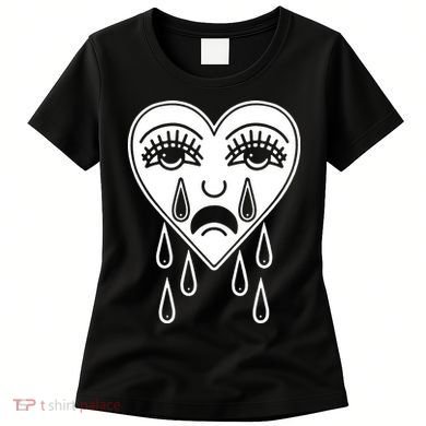 Crying Heart American Traditional Tattoo Old School Flash Women's T-Shirt