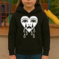 Crying Heart American Traditional Tattoo Old School Flash Kids Hoodie thumb 3
