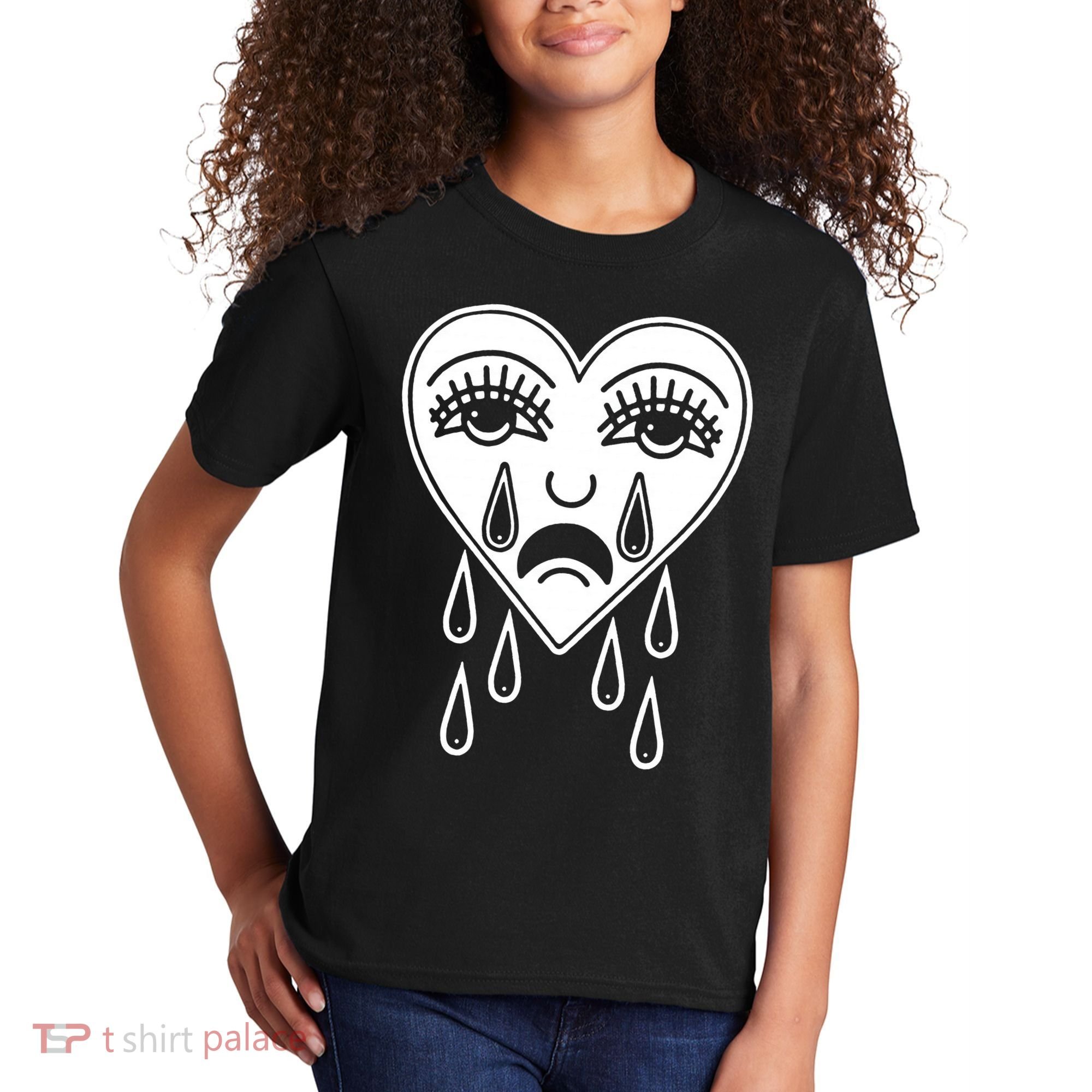 Crying Heart American Traditional Tattoo Old School Flash Kids T-Shirt