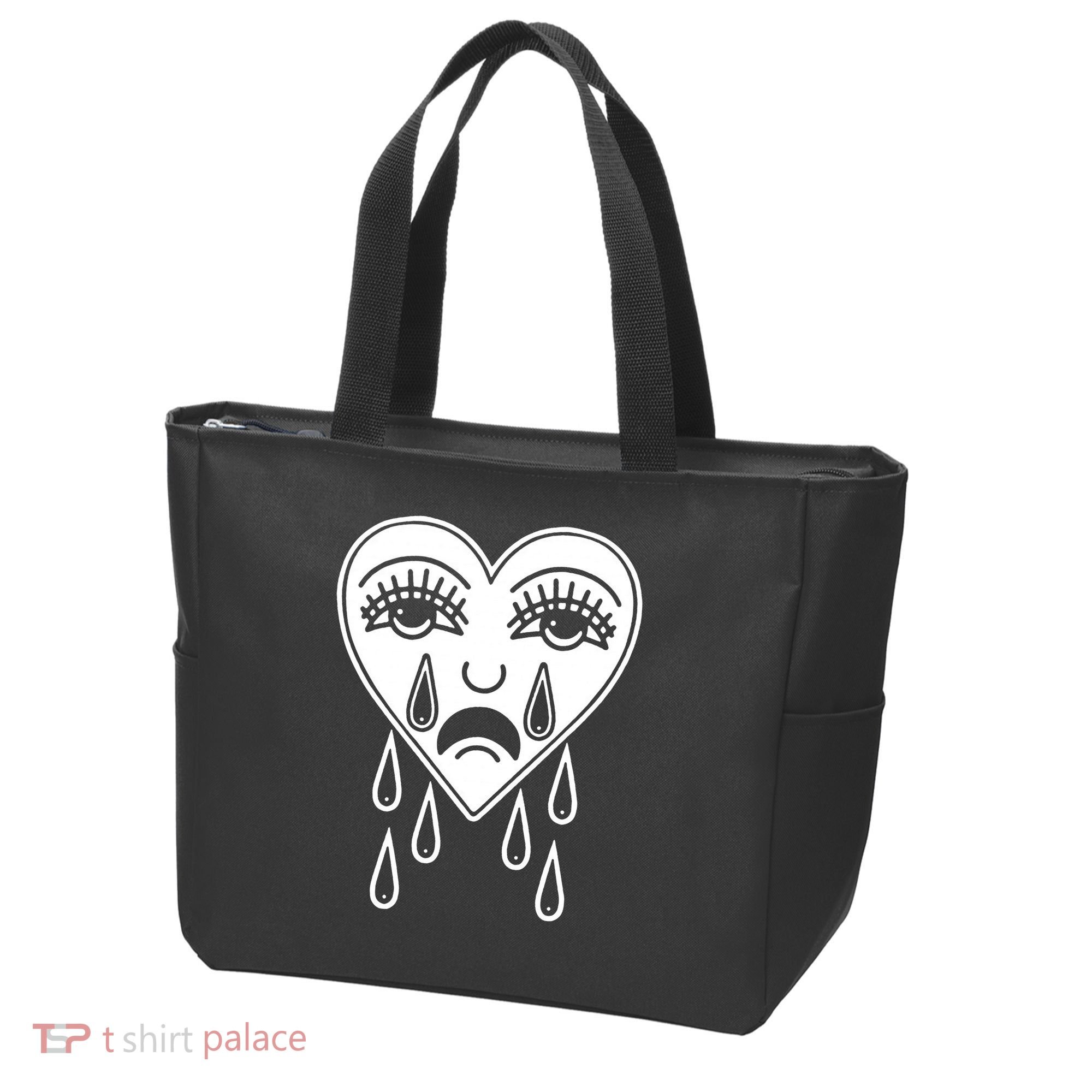 Crying Heart American Traditional Tattoo Old School Flash Tote Bag