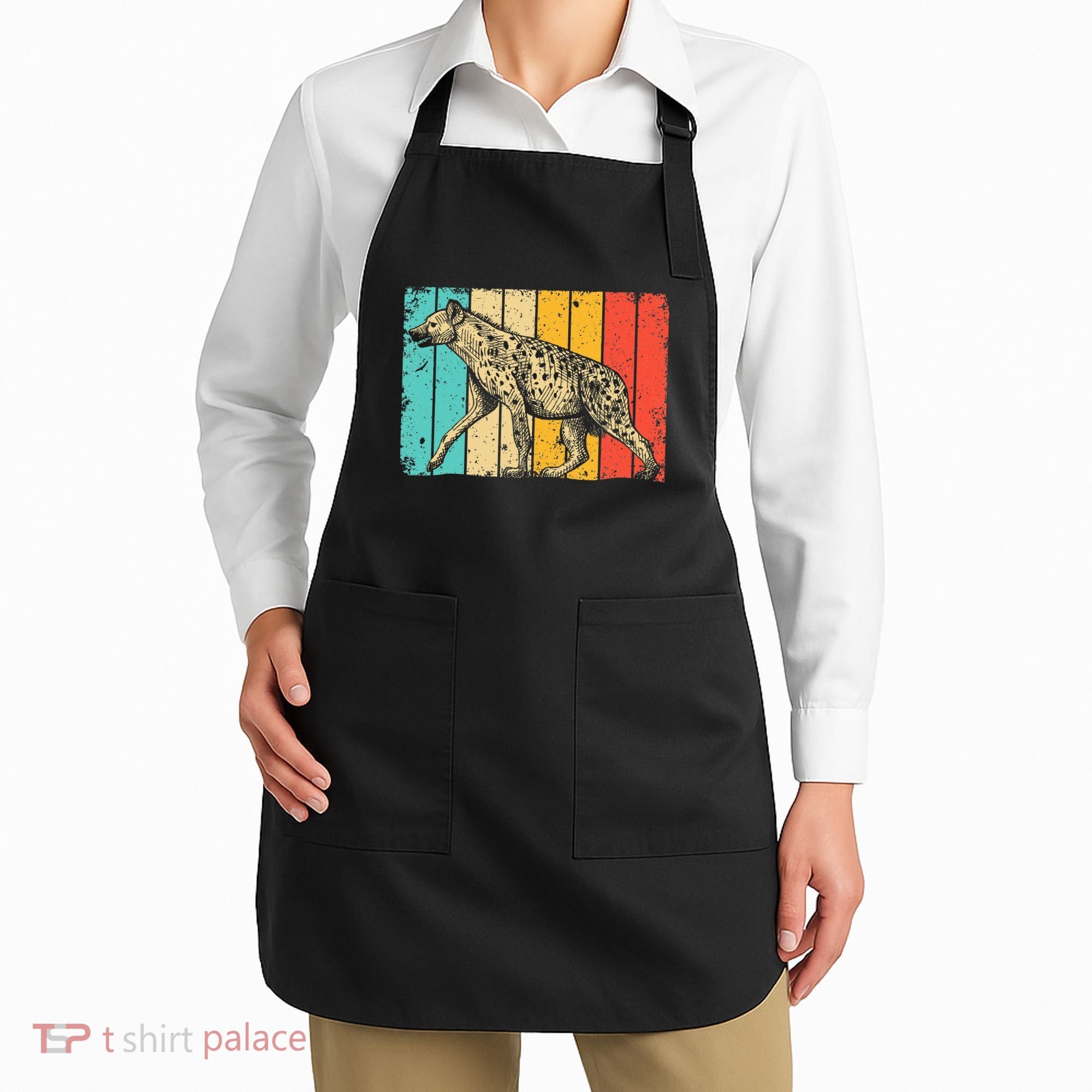 Cool Hyena Africa Animal Zookeeper Retro Hyena Apron